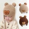 Autumn Winter Baby Warm Beanie Korean Cute Bear Knitted Hat With Earflaps Outdoor Toddler Boys Girls Ear Protection Cap Bonnet