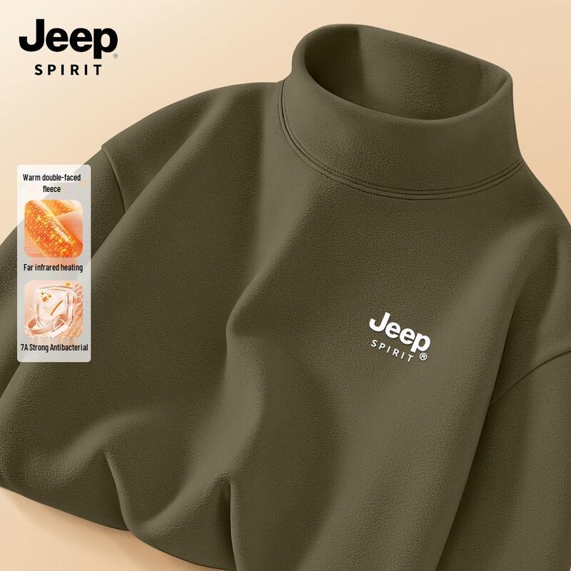 JEEP SPIRIT Men's Half-Turtleneck Thermal Long-Sleeve Shirt