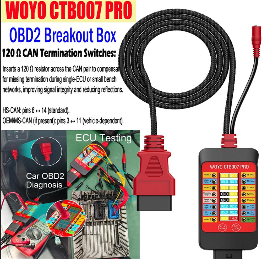 WOYO CTB007PRO OBD2 Универсальный пусковой блок Цифровой дисплей Диагностический адаптер с удлинительным кабелем 70 см