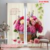 2pcs 2D Flat Printing Window Drapes Floral Basket Friday Blessing 100% Polyester Without Electricity Holiday Decorations Use for