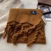 Simple Classic Solid Scarf Women Large Tassel Winter Imitation Cashmere Thick Warm Student Shawl Female Chic Muffler Fall Ladies