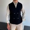 Двубортный жилет мужской жилет без рукавов с V-образным вырезом вязаная одежда осень и зима универсальный шерстяной жилет куртка