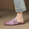 Мода 2025 Новые Шлепанцы Мюли из Натуральной Кожи Женские С Круглым Носком Слипоны Повседневная Обувь Весенняя Летняя Обувь Уличная Обувь для Ходьбы Женская