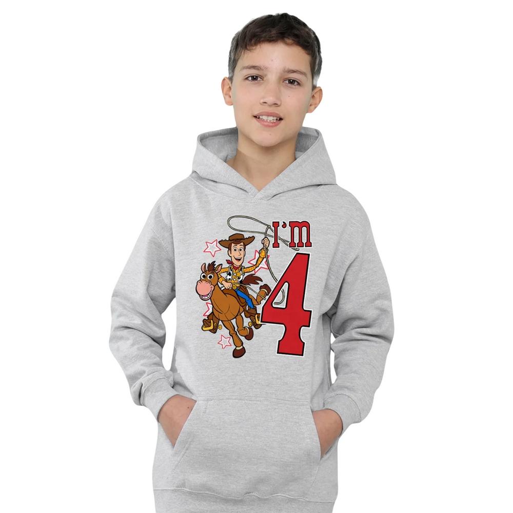 Toy Story Childrens/Kids I'm 4 Woody Heather Birthday Pullover Hoodie