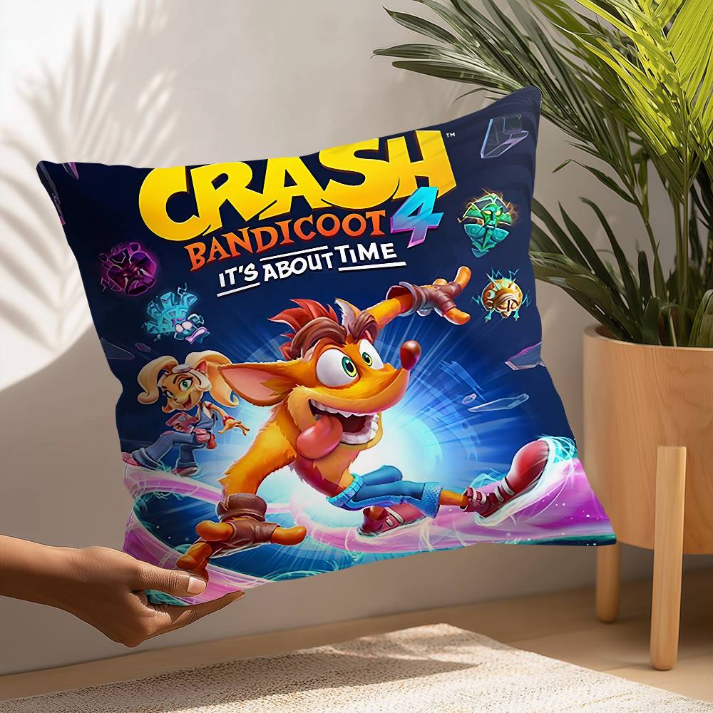 Игровой чехол для подушки C-Crash B-Bandicoot Квадратный двусторонний чехол для подушки для дивана Домашний декор спальни Подарок