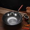 Forged Iron Wok Pan Non-Stick Fish Scale Skillet Pot Even Heating Ergonomic Handle Cooking Pot for Frying Stewing Steaming