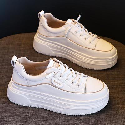 Женские белые туфли на плоской подошве из натуральной кожи — коллекция осень 2025 г., дышащая и толстая подошва, универсальный дизайн