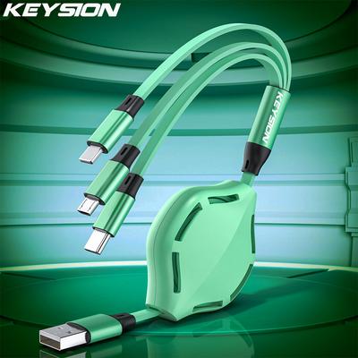 KEYSION USB-кабель 3 в 1 для зарядного устройства IPhone Type-C, телескопический удлинительный кабель Micro USB для зарядки телефона