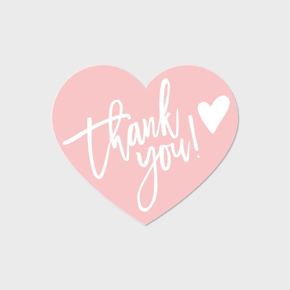 200/100/50Pcs 5 Styles Pink Heart Shaped Thank You Tags Heart Shaped Greeting Labels,DIY Decoration Card For Small Business