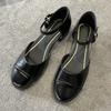 Модные высококачественные черные туфли Мэри Джейн на массивном каблуке из ПУ, женская мода, круглый носок, прошивка, ремешок на щиколотке с пряжкой, дизайнерская обувь, удобная офисная обувь