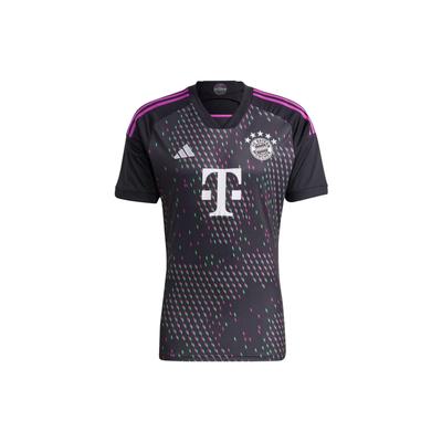 adidas Футболка гостевая ФК Бавария 23/24 с тремя полосками и буквенным принтом, мужские топы с коротким рукавом, черная HR3719