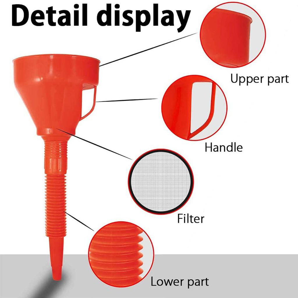 Пластиковая воронка для бензина Воронка с фильтром и гибким удлинителем для бензина