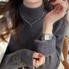 Fashion Thick Half High Neck Plush Base Sweater Women New Autumn and Winter Velvet Knitted Sweaters Tops Office Lady Casual Warm Knitwear 24866