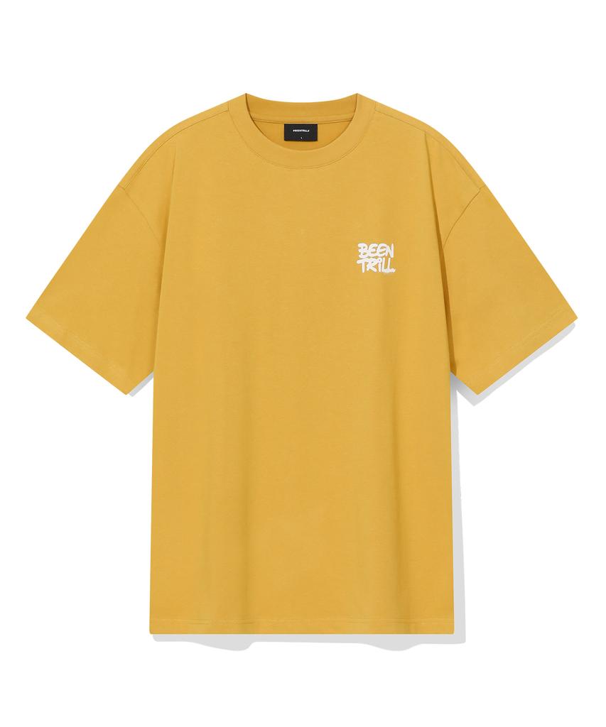 BEENTRILL Спрей Хэштег Оверсайз Футболка с коротким рукавом (горчичный)