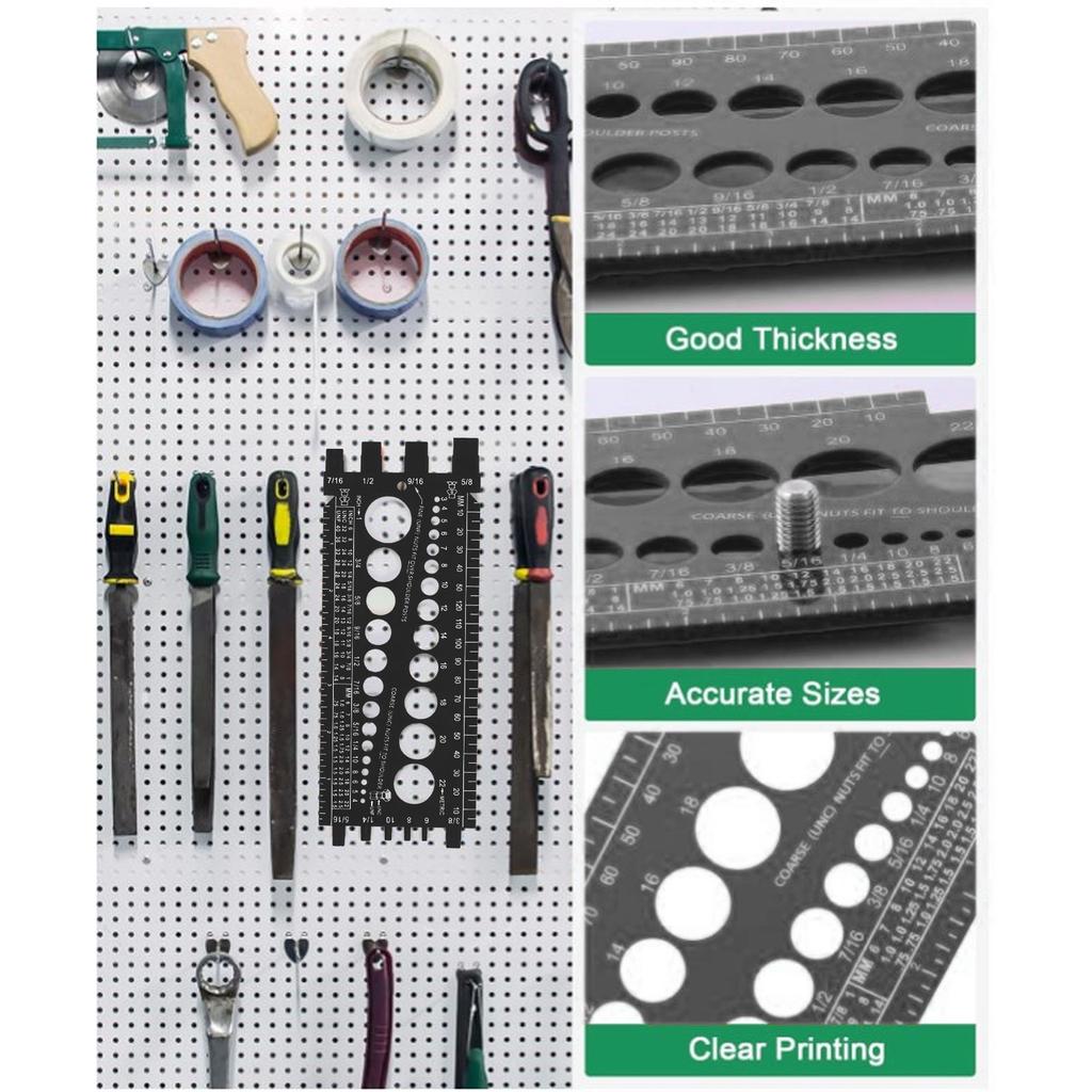 Nut Bolt Screw Gauge Multi Functional Inch Metric Quick Identification Nut Bolt Thread Checker for Workshop Garage Bolt Sizer
