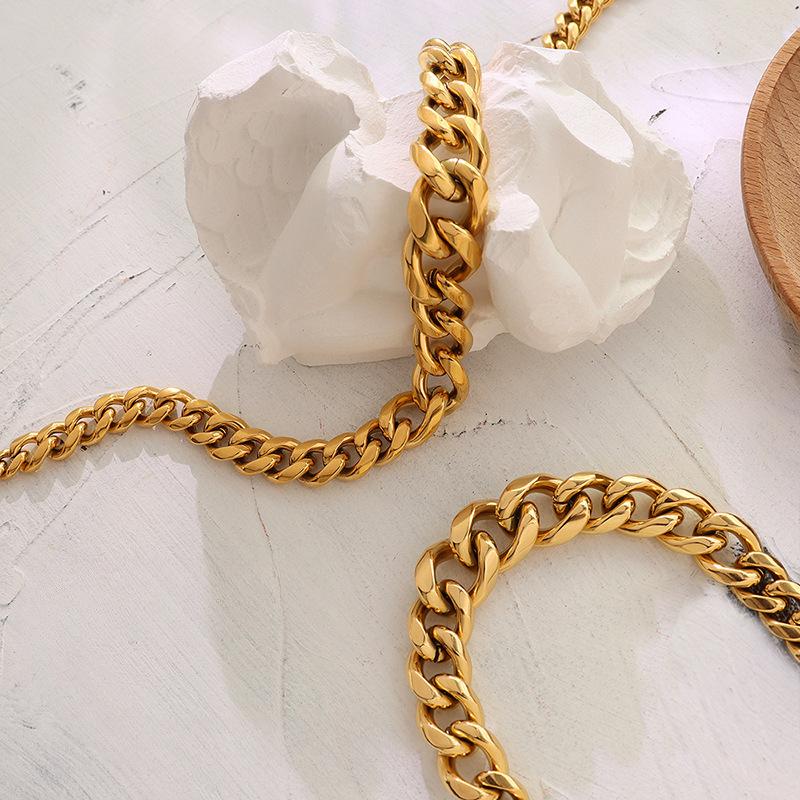 Hip-Hop Tide Exaggerated Personality титановая сталь кубинская цепь, покрытая 18-каратным настоящим золотом толстая цепь ожерелье мужские и женские украшения