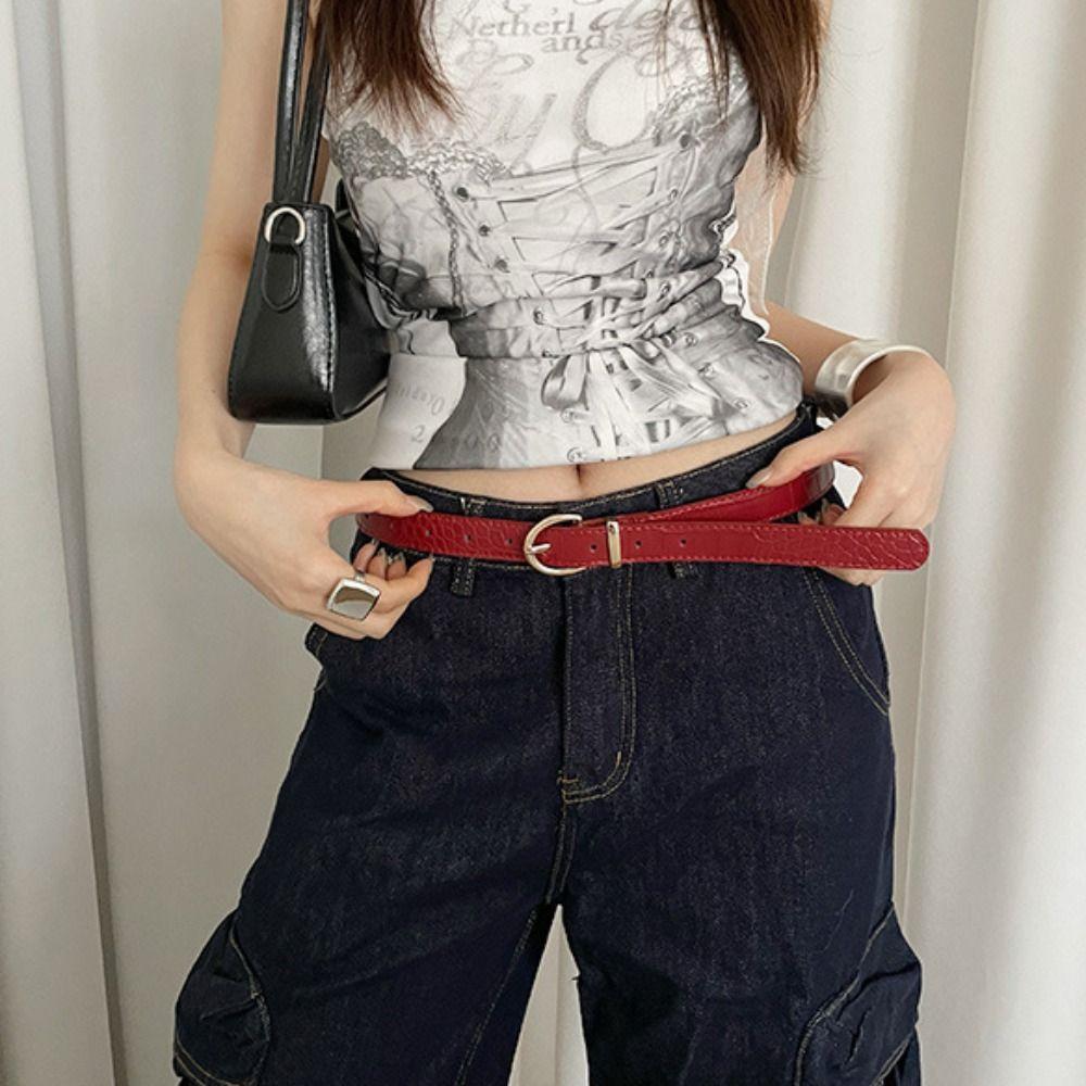 PU Leather Women's Belt Luxury Jeans Pants Belt Simple Y2k Waist Belt Spicy Girls