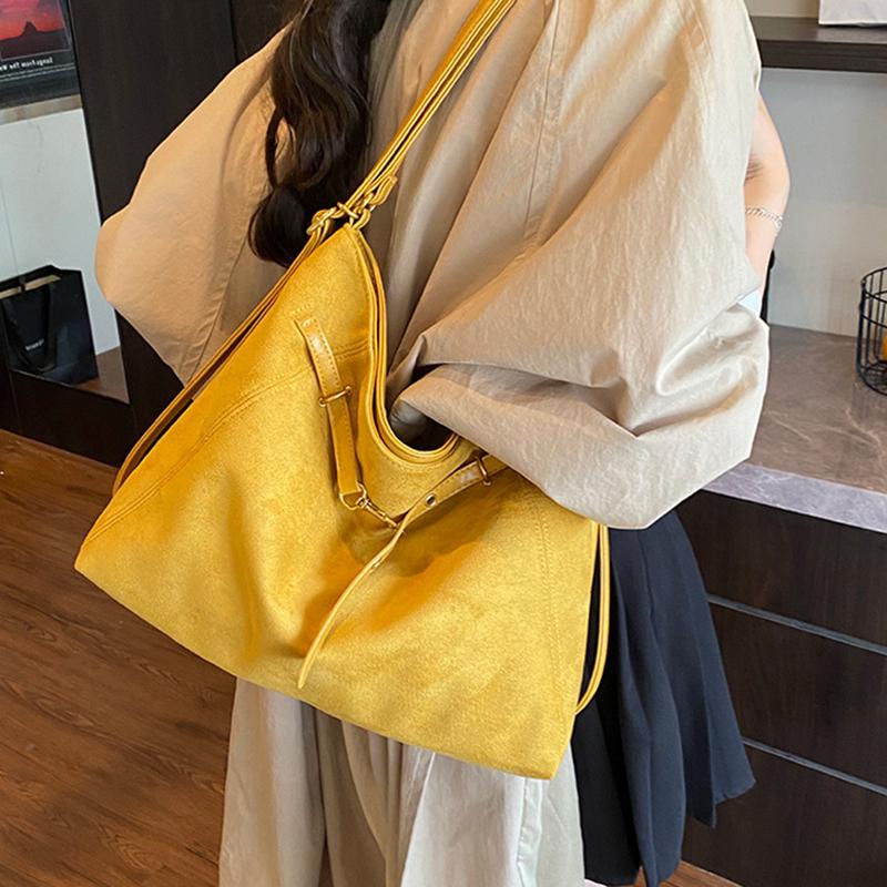 Yogodlns Ленивый стиль Ретро Одноплечевая Сумка под Мышку Минималистичная Сумка-тоут Большая Вместимость Сумка для Поездок Сумки через Плечо