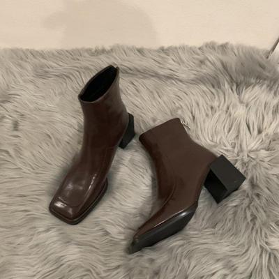 Массивные ботинки, женские ботильоны из искусственной кожи в британском стиле с квадратным носком, женские удобные прогулочные офисные модельные туфли, женская обувь