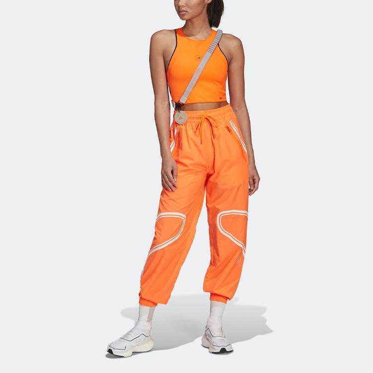 Adidas Свободные повседневные брюки для бега совместного бренда X Stella McCartney с контрастными полосками, женские брюки оранжевого цвета HC2985