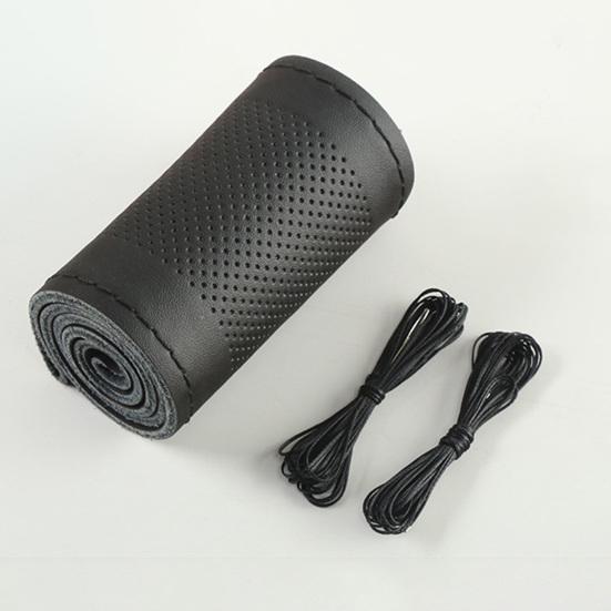 Ручное шитье 38 см, чехол на руль автомобиля, противоскользящая искусственная кожа, четыре сезона, универсальный грузовик, внедорожник, защита на руль, салон автомобиля