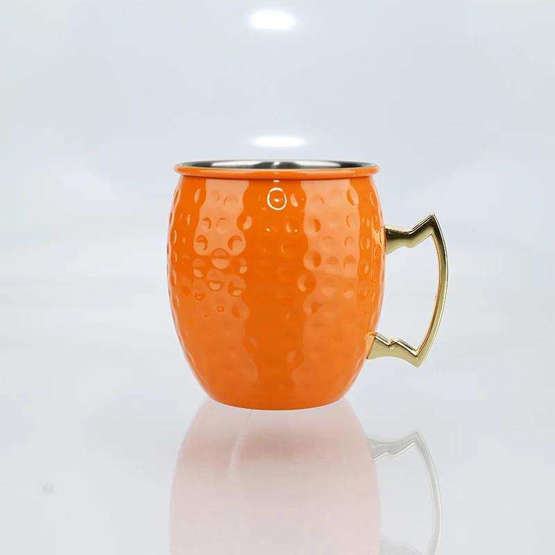 2 шт., новая кружка для коктейля и вина Moscow Mule, кружка 500 мл, нержавеющая сталь, кованая медная, пивная кружка, барная посуда для напитков