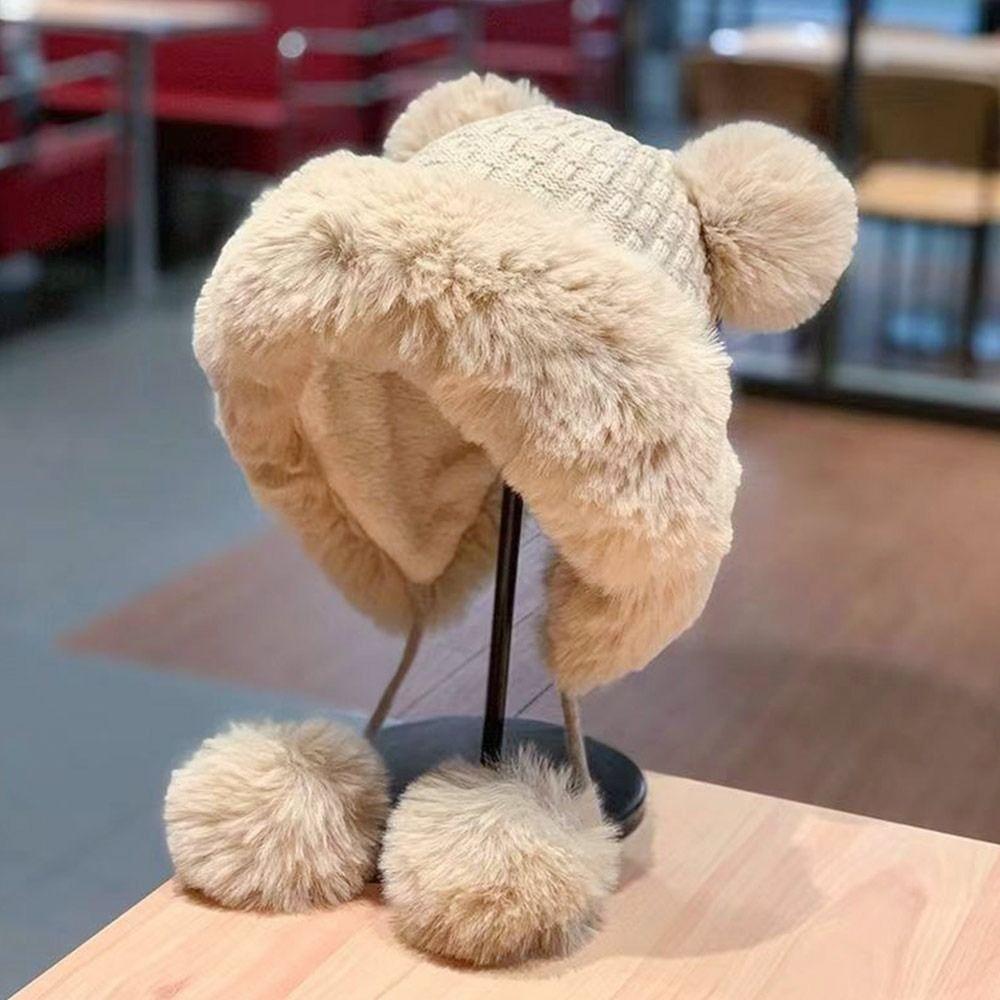 Утепленная зимняя шапка Каваи Шапка-ушанка Бархатная плюшевая шапка для женщин