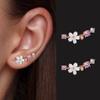 Earring Korean Rhinestone Leaves Stud Earrings For Girls Charm Crystal Flower Personality Party Women Banquet Jewelry