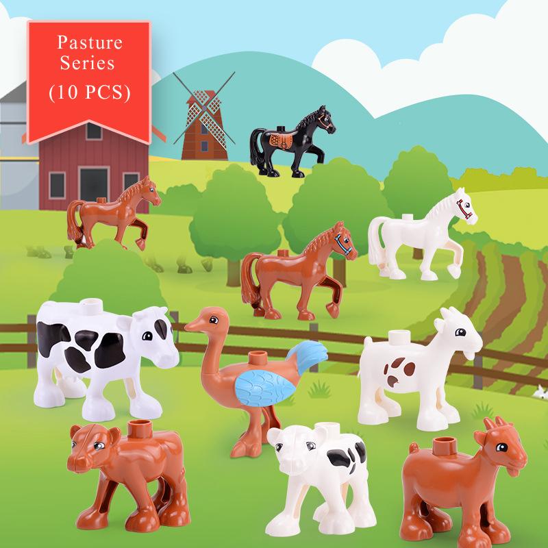 Большой размер Строительные блоки Наборы аксессуаров для животных Кролик Рыба Медведь Курица Свинья Блок Утка Собака Кошка Кирпич Лошадь Корова Овца Игрушки Подарки