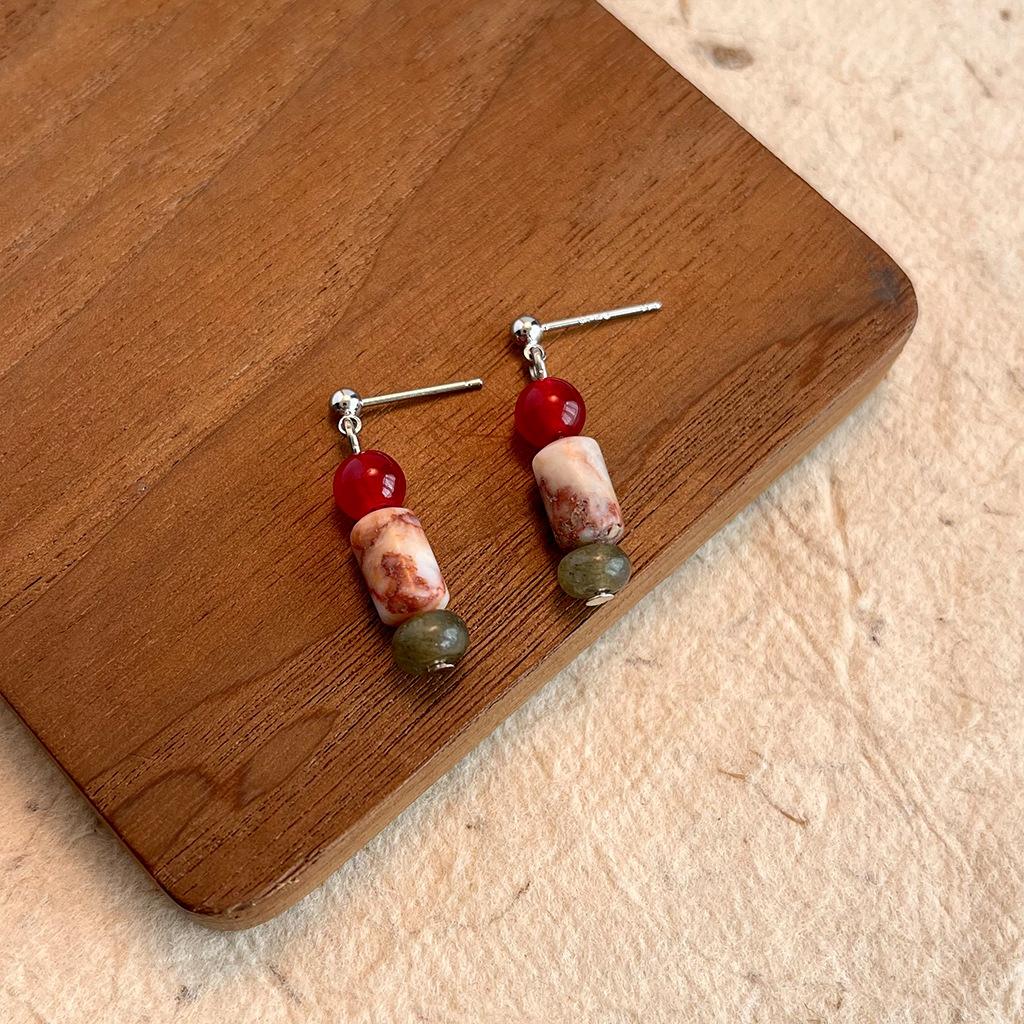 Серьги-подвески оригинального дизайна, этнический стиль, серьги из бисера из натурального камня, серьги в стиле ретро и персонализированные новые серьги в китайском стиле