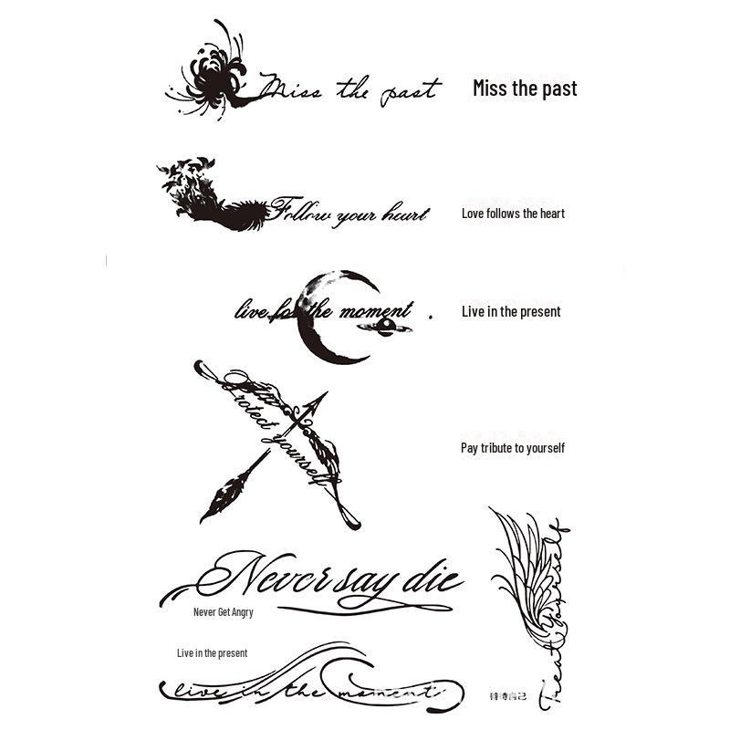 "Waterproof Semi-Permanent Herbal Tattoo Stickers for Men and Women - Durable Text Simulation Spot Tattoos"