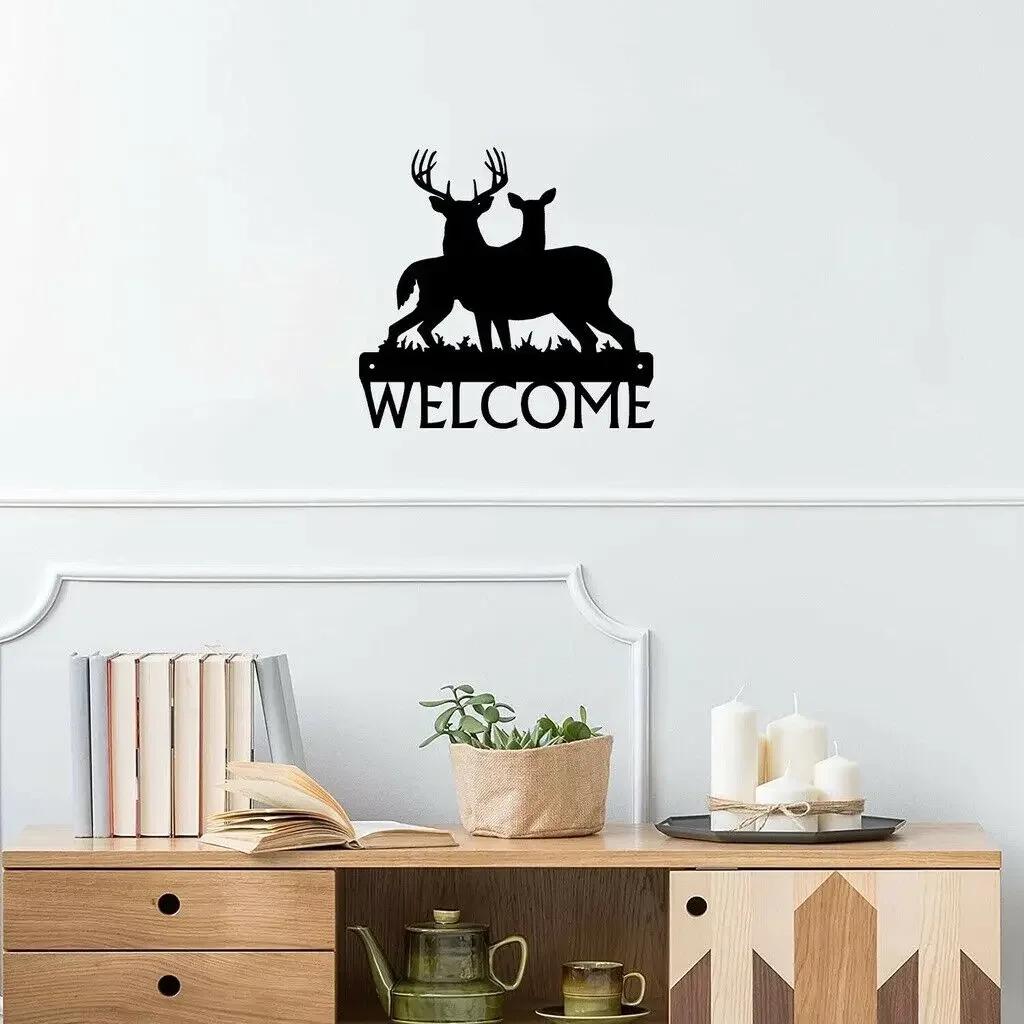 Deer Buck Artwork Shape Wall Stickers Family Shape Welcome Sign Artwork Ideal for Wildlife Enthusiasts and Home Decor