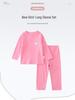 Девочки Комплект Хлопковый Осенний Персиково-Розовый: Теплый плотный топ с круглым вырезом и брюки