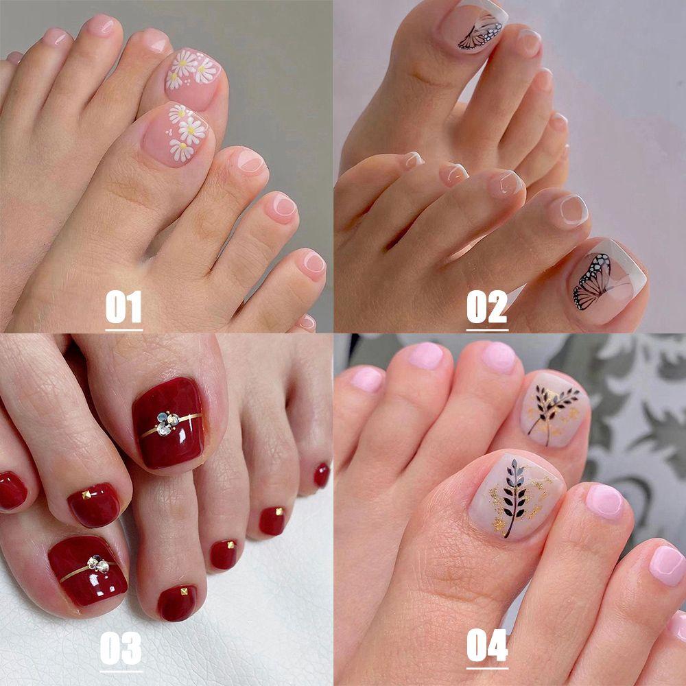 Маникюрный инструмент Искусственные носимые кончики ногтей Цветок Квадратная голова Пальцы на ногах Накладные ногти Накладные ногти