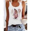 Печатный жилет pattern printed vest женский без рукавов с круглым вырезом повседневный топ