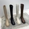 French Boots Women's Martin Boots 2024 New Mid-heel Boots But Knee Internet Celebrity High Boots Velvet Knight Boots