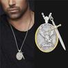 Round Shape Peculiar Design Angel Dragon Killer Warrior Necklace AVE