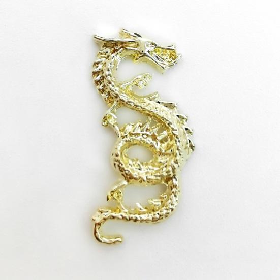 10Pcs Nail Art Rhinestones Chinese Zodiac Dragon Shiny Alloy 3D Metal Dragon Nail Accessories Women Supply