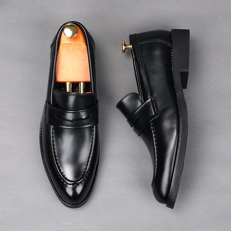 Fashion Luxury Designer New Men's Balck Penny Loafter Leather Shoes Male Wedding Dress Prom Homecoming Oxford Footwear