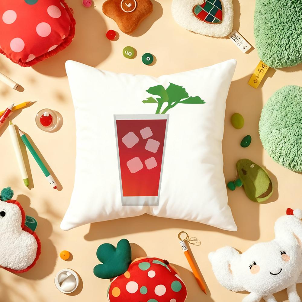 Cocktails Cushion Cover Soft Short Plush DoubleSided Printing Home Decor Machine Washable Pillow Case Gift