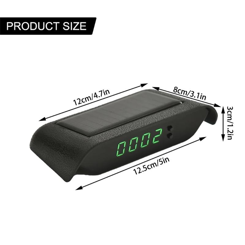 Часы на солнечных батареях с четким отображением времени в темноте, отображением даты и температуры для автомобиля