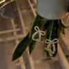 2024 Exquisite Sparkly Silver Needle Bow Earrings: Trendy, High-End, and Influencer-Style for Women
