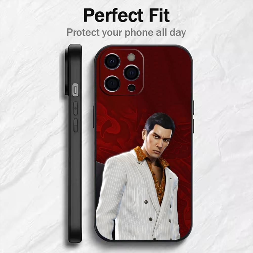K-Kazuma Kiryu Y-YAKUZA Phone Case For iPhone17,16,15,14,13,12 Plus,Max Soft Silicone Black Cover