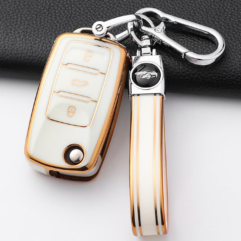 Новый чехол-оболочка из ТПУ для автомобильного ключа Vw Volkswagen Polo Tiguan Passat Golf Jetta Lavida Skoda Octavia 2 3 Кнопки Аксессуары
