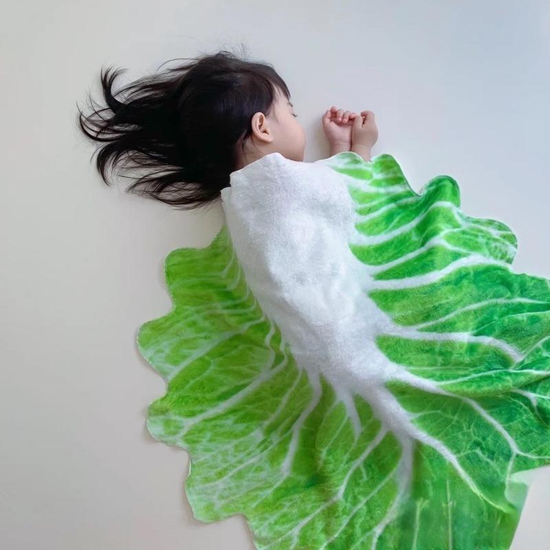 Office Single Nap Blanket Cabbage Pancake Crepe AC Throw Roll Up Cozy Essential