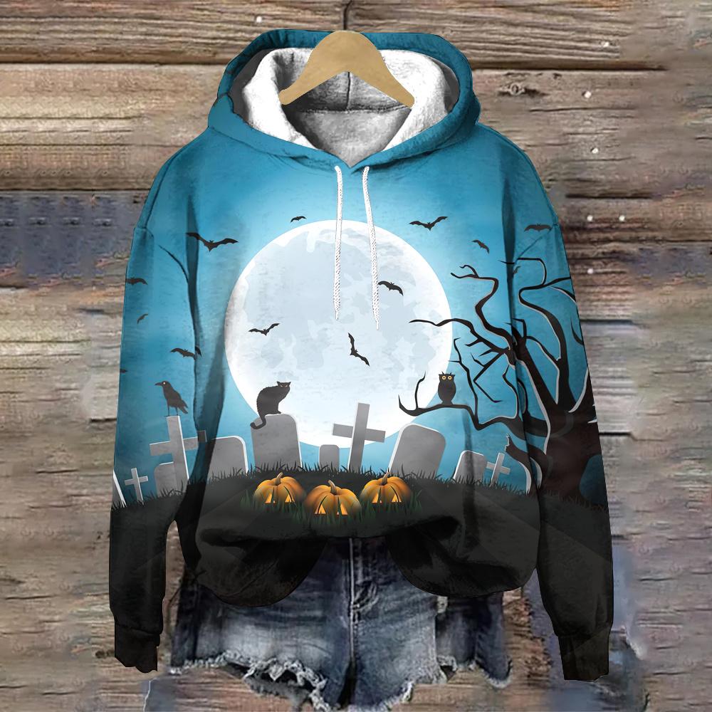 Модные свободные женские толстовки с рисунком из мультфильмов, женские толстовки с капюшоном на Хэллоуин, осенняя женская одежда, топы, повседневные толстовки с капюшоном