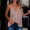 Women's V-Neck Spliced Sequin Camisole Vest