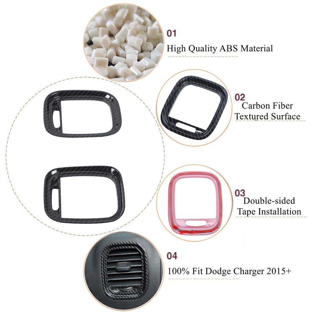 Приборная панель автомобиля, боковая декоративная крышка для кондиционера, наклейка для Dodge Charger 2015-2022, автомобильные внутренние молдинги