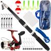 Fishing Rod and Reel Combo with Carry Case 36pcs Fishing Tackle Set Telescopic Fishing Rod Pole