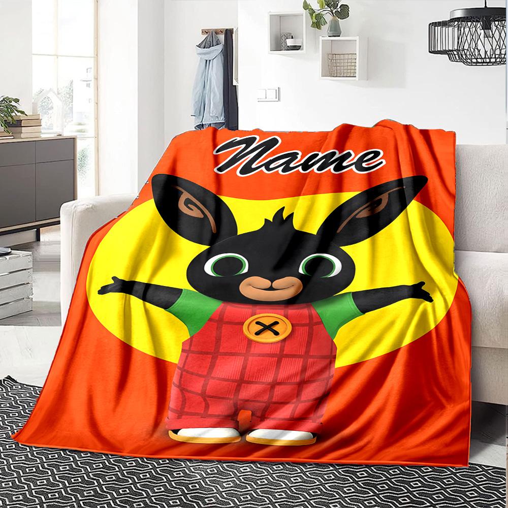 Customizable Bing Bunny1 Throw Blanket – Personalized Name, All-Season Cozy Snug Blanket, Machine Washable, Personalized Blanket